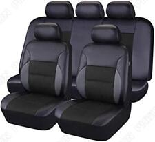 Black+Gray Car Seat Cover Full Set Front+Rear Cushions Protector Pad All Season