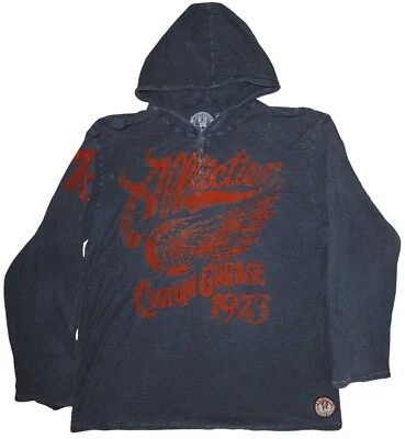 Affliction American Custom Garage 1973 Acme Button Gray Hoodie Men's 3XL - Image 1 of 4