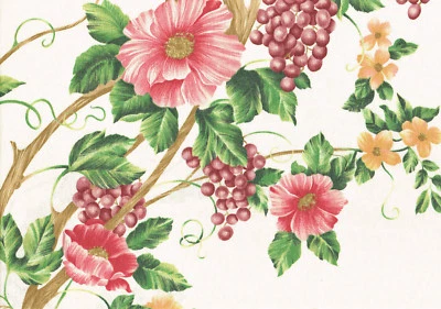 Tapicería para cortinas de algodón rosa verde marrón rosa crudo Toscana Vid Foto 1 de 3