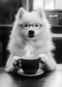 Caffè da bere Samoiedo - simpatici animali da cucina divertenti - poster - Foto 1 di 5