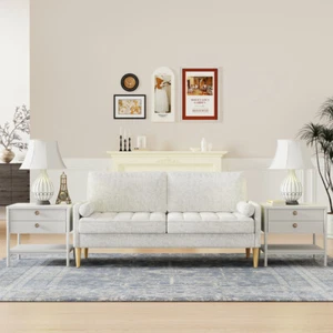67.7" 3-Seater Sofa Couch, Modern Small Couches for Living Room, Bedroom, Beige - Picture 1 of 11