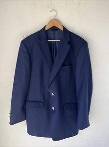 Burberry Navyblue Kensington Wool Sport Coat Blazer Gold  Button Jacket 42R Flaw - Picture 1 of 24