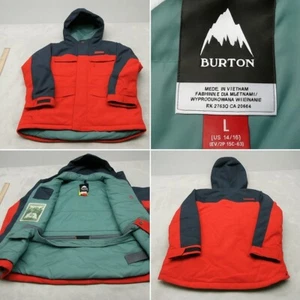 Burton Covert Jacket Youth Large Burnt Red Blue Insulated Hood Waterproof Ski - Picture 1 of 18