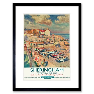 Travel Sheringham British Railways Seaside Boats Tourists Framed Print 12x16" - Picture 1 of 25