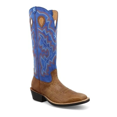 Twisted X Men's 16" Buckaroo Ginger & Blue Square Toe Boots MBK0034 - Image 1 of 4