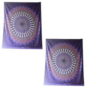 2x Tagesdecke Paisley Mandala violett pink 230x210cm Baumwolle Indische Decke - Bild 1 von 1