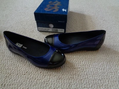 Zapatos planos SAS Scenic Puntera Zafiro Azul y Negro Charol 7.5W ¡NUEVOS EN CAJA! Foto 1 de 4