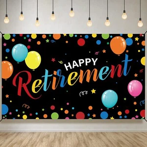 Happy Retirement Decorations Retirement Party Backdrop Banner Yard Sign Photo... - Picture 1 of 6