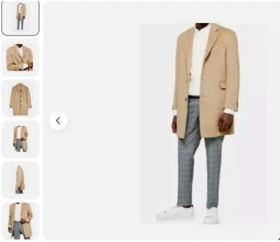 New With Tags TOPMAN Designer Camel Brown Overcoat LARGE Winter Coat (With Wool) - Image 1 of 4
