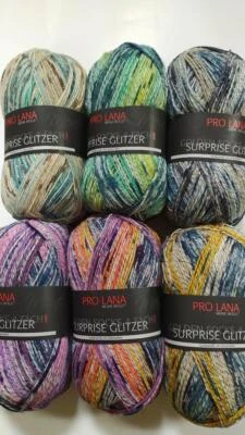 PROLANA Sockenwolle Pro Lana SURPRISE GLITZER 4-fädig 4ply 100g