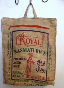 Royal Basmati Rice Bag. Burlap with Zipper and Handle.  Reusable. - Picture 1 of 2