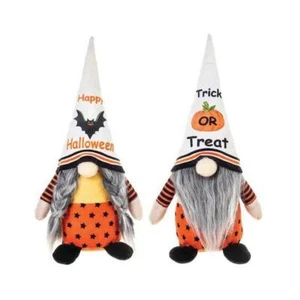Halloween Gnome Pair Soft Sculpture Weighted Bottom Trick Treat - Picture 1 of 1