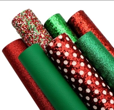 Juego de 7 piezas de mezcla de brillo navideño SÁBANAS DE PIEL SINTÉTICA 8 x 13" 1221458 Foto 1 de 2