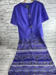 Koret Women's Sz 10 2 Pc. Purple Sleeveless Dress and Jacket with Shoulder pads - Picture 1 of 11
