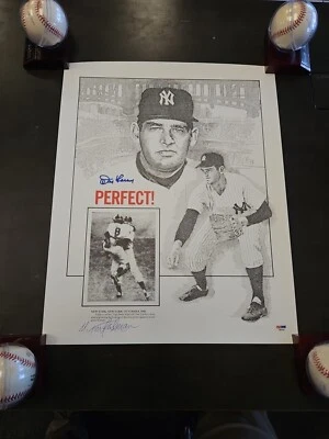 Don Larsen NY Yankees MLB Baseball SIGNED 16x20 Perfect Game Lithograph PSA/DNA - Image 1 of 4