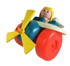 Vintage 1980s Fisher Price Plastic Helicopter Airplane Toy #2017 Works - Picture 1 of 9