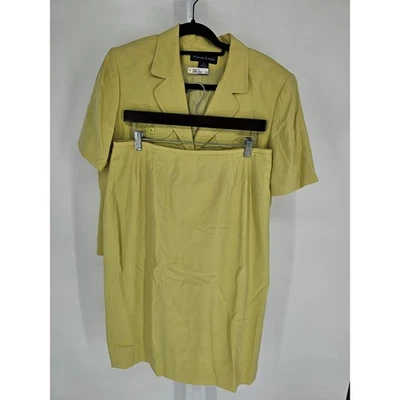 Traje Falda Preston & York Mujer Talla 14 Manga Corta Mezcla Seda Verde Foto 1 de 4