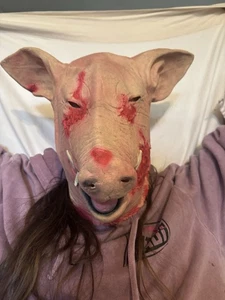 Vintage Herren Schwein Metzger Maske Halloween Horrormaske Grusel Süßes oder Saures - Bild 1 von 6