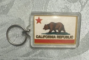 California Republic State Flag Key Chain 2 Sided Key Ring - Picture 1 of 2