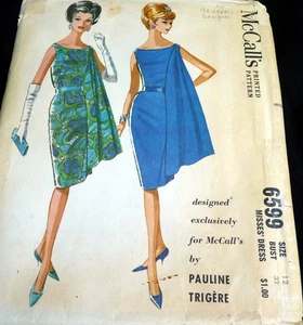 *LOVELY VTG 1960s DRESS Designer PAULINE TRIGERE Sewing Pattern 12/32 FF - Picture 1 of 2