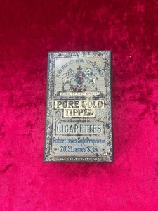 Antique Robert Lewis Pure Gold Tipped Cigarettes tin. Circa 1890. Rare - Foto 1 di 7