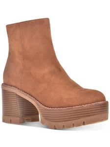 WILD PAIR Womens Brown 1-1/2" Platform Margoee Toe Stacked Heel Booties 10 M - Picture 1 of 11