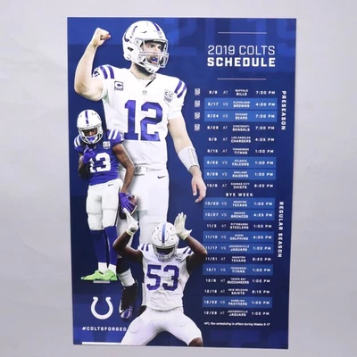 Póster del calendario del equipo Indianapolis Colts 2019 12 x 18 Andrew Luck Hilton Leonard Foto 1 de 4