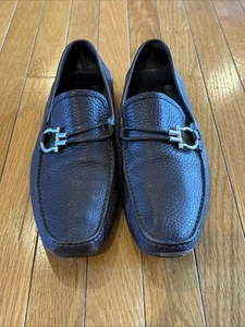 Salvatore Ferragamo Choc Brown Leather Loafer Dress Shoes Buckle Mens Sz 11.5 D - Picture 1 of 11
