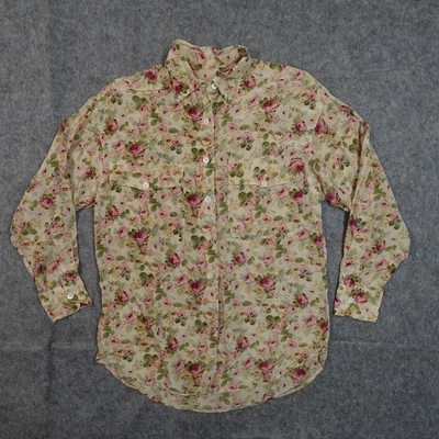 Top vintage Willis & Geiger para mujer 10 seda floral pradera femenino cottagecore Foto 1 de 4