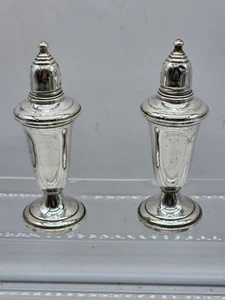 Sterling Silver Empire Salt & Pepper Shaker Set Glass Lined #241 - Picture 1 of 5