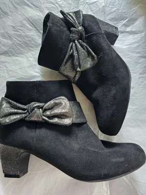 Botines Nina negros y plateados de gamuza sintética brillantes - talla 5 Foto 1 de 4