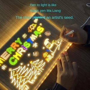 LED Note Board with Colors, Acrylic Dry Erase Board with 7 Pens for Home Office - Picture 1 of 15