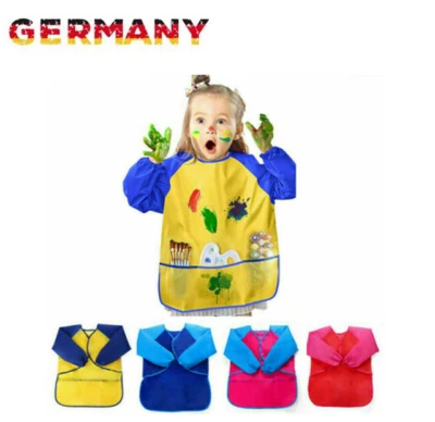 MARKENLOS Malkittel für Kinder mit Klettverschluss - Wasserdichte Malschürze 3 Taschen S-L