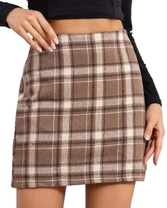 *Neu mit Etikett* Damen Karo Rock ~ High Waist ~ Wolle ~ Bleistift Minirock mit Kurzem ~ XXL - Bild 1 von 2