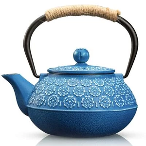 Cast Iron Teapot 30oz/900ml Japanese Tea Kettle with Infuser Dark Blue - Picture 1 of 7