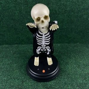 Gemmy Groovin Ghoul Dancing Skeleton Raver Dances Pit Bull Hey Baby Animated 10" - Picture 1 of 9