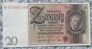 Deutsches Reich 20 Mark 1929 Banknote, - Bild 1 von 2