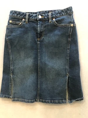 American Eagle Jean Skirt Women's 0 Dark Denim Stretch Knee Length Casual - Image 1 of 4