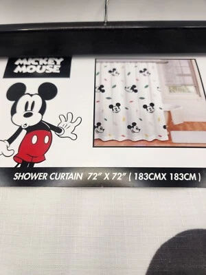 Cortina de Ducha Disney Caras Mickey Mouse Blanco y Negro 100% Algodón  Foto 1 de 3