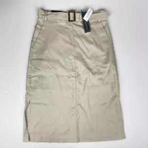 Banana Republic Bleistiftrock mit Gürtel strukturierter Reißverschluss hinten Damen beige Größe 4 neu mit Etikett - Bild 1 von 8