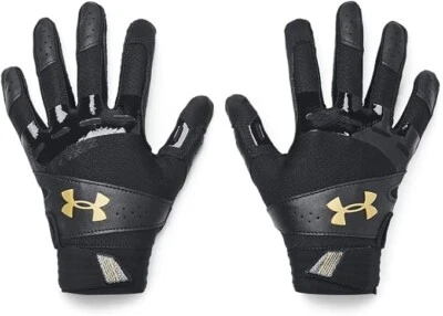 Guantes de bateo de softbol Under Armour para mujer talla grande negros/dorados Foto 1 de 2