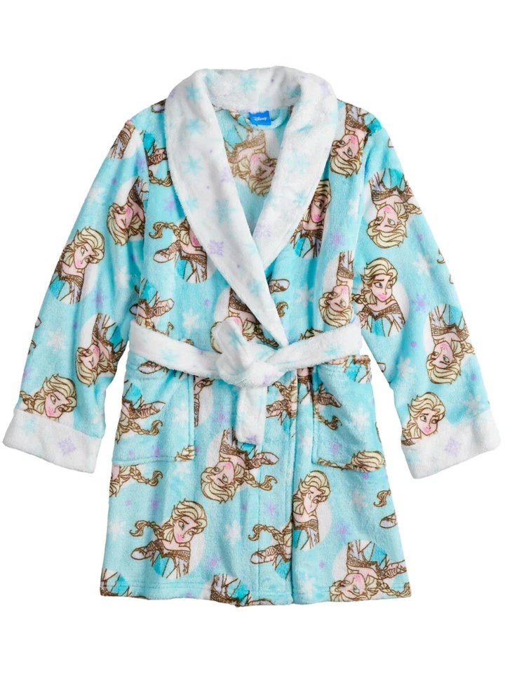 Girls Blue Disney Frozen Princess Elsa Plush Robe House Coat - Image 1 of 1