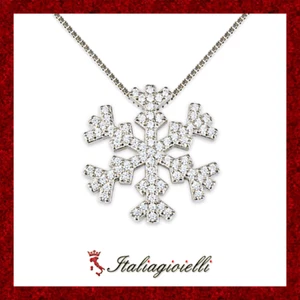 Luccicante Collana Fiocco di Neve Donna in Argento 925 rodiato Oro Bianco - Foto 1 di 6