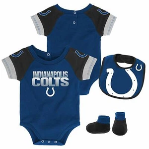 Infant Baby Boy NFL Indianapolis Colts Bodysuit Creeper Bootie Bib Set 18 MONTHS - Picture 1 of 6