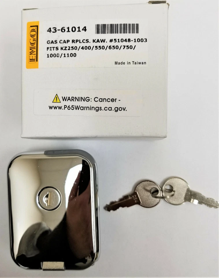 KAWASAKI KZ305 KZ440 KZ750 KZ1100 REPLACEMENT FUEL CAP GAS CAP WITH 2 KEYS - Image 1 of 4