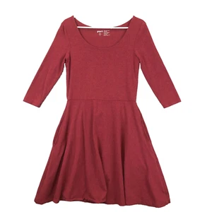 Pact Fit Flare Mini Dress Burgundy Red Womens Medium Boho Pockets Organic Cotton - Picture 1 of 9