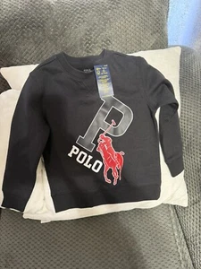 Polo Ralph Lauren Big Pony Logo Boys Sweatshirt Black Size 6 New - Picture 1 of 3