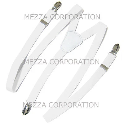 New Kid's Boy's girl's Vesuvio Napoli Suspenders Braces clip on formal White - Image 1 of 2