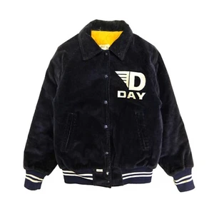 Vintage D Day Shain of Canada Corduroy Varsity Jacket Womens Size 12 Black 80s - Picture 1 of 3