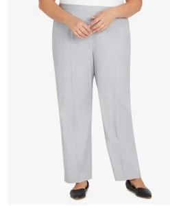 Alfred Dunner Proportioned Pull On Pants Womens 16 Gray Elastic Waist Pocket NEW - Picture 1 of 14
